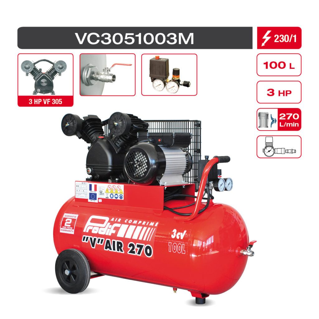 Compresseur 100 Litres 3CV Eco — Monophasé — photo 2