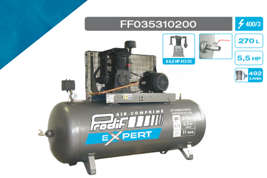 Compresseur 270 Litres 5,5CV Prodif Triphasé 400V 11 bars — Triphasé — photo 2