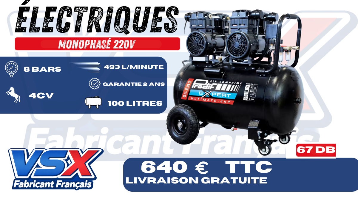 Compresseur 100 Litres 4CV PRODIF SILENCIEUX — photo 2