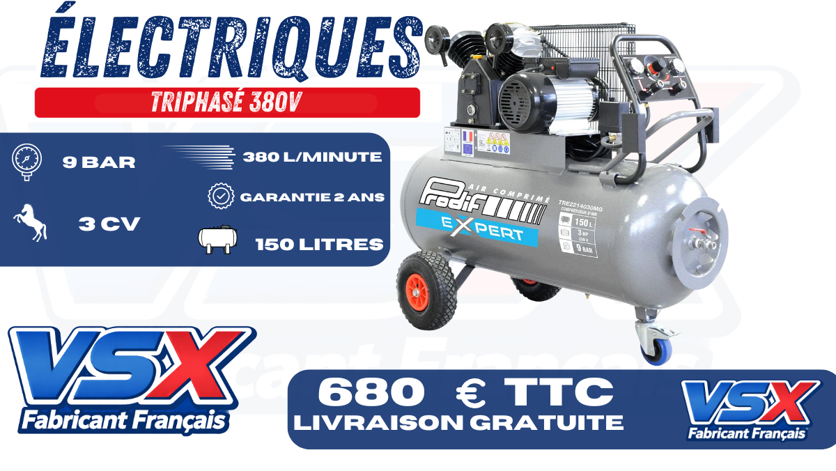 Compresseur 150 Litres 3CV PRODIF TRE — Monophasé — photo 3