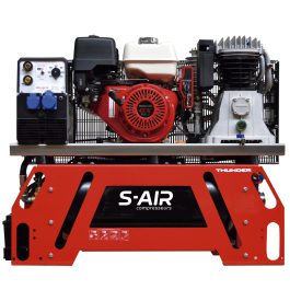 Compresseur Nuair THUNDER 130 moteur essence 13CV avec génératrice 5 kVA et MMA.