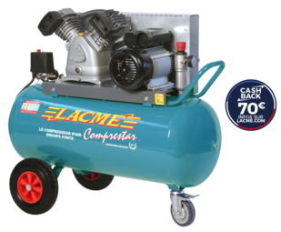 Compresseur Lacmé mobile Comprestar 23V100M - 23m³/h monophasé - 100 litres - 11 bar